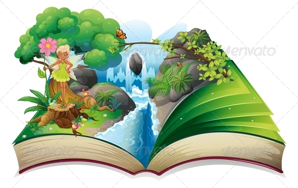 Book with Nature and Fairy