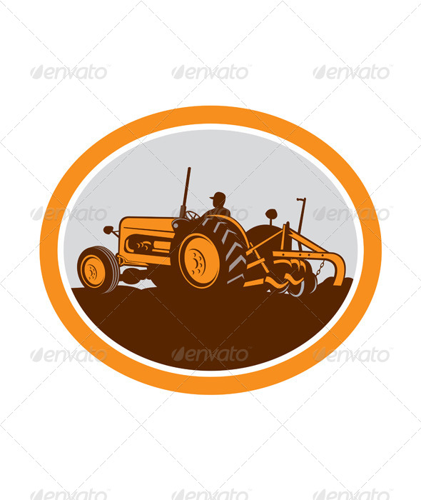 GraphicRiver Vintage Farm Tractor Farmer Plowing Oval Retro 8172776 GraphicRiver Vintage Farm Tractor Farmer Plowing Oval Retro 8172776