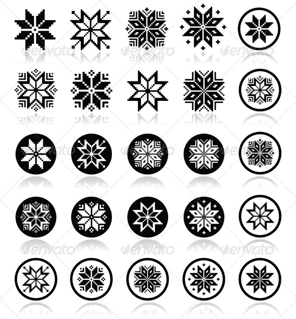 GraphicRiver Pixelated Snowflakes Christmas Icons 8172860 GraphicRiver Pixelated Snowflakes Christmas Icons 8172860