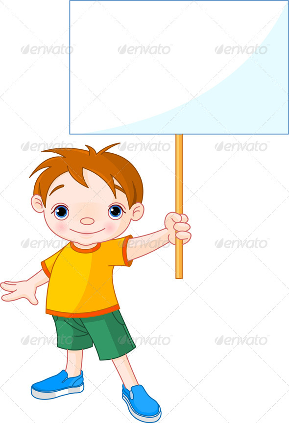 GraphicRiver Boy Holding a Blank Sign 8177801 GraphicRiver Boy Holding a Blank Sign 8177801