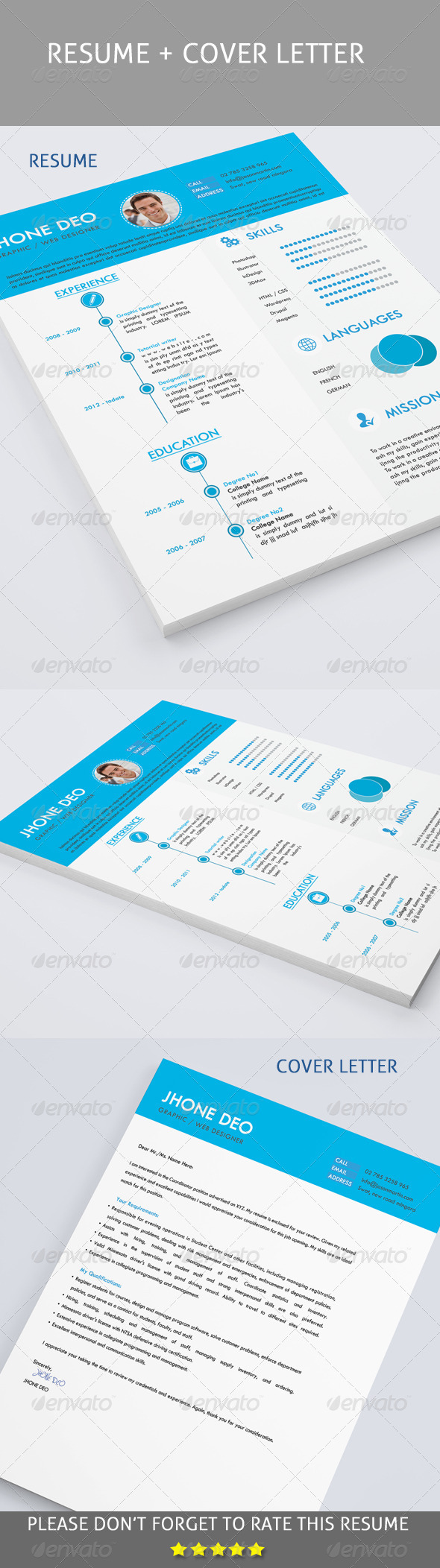GraphicRiver Clean Resume & Cover Letter 8179192 GraphicRiver Clean Resume & Cover Letter 8179192