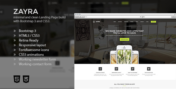 Zayra - Bootstrap 3 Retina App Landing Page