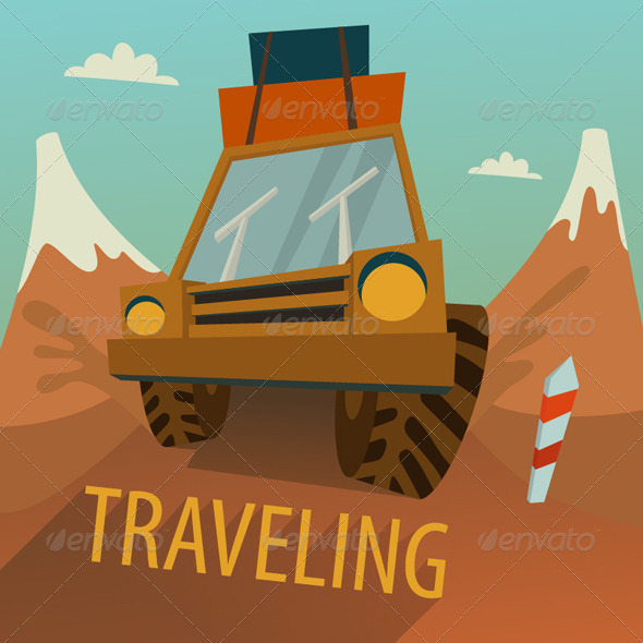 GraphicRiver Travel Car with Luggage 8180286 GraphicRiver Travel Car with Luggage 8180286