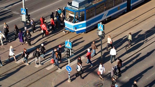 Crowd Of People On Zebra Crossing In Tallin Crowd Of People On Zebra Crossing In Tallin