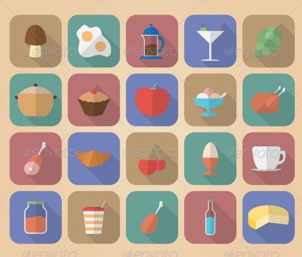 GraphicRiver Set of Food and Drinks Icons 8181174 GraphicRiver Set of Food and Drinks Icons 8181174