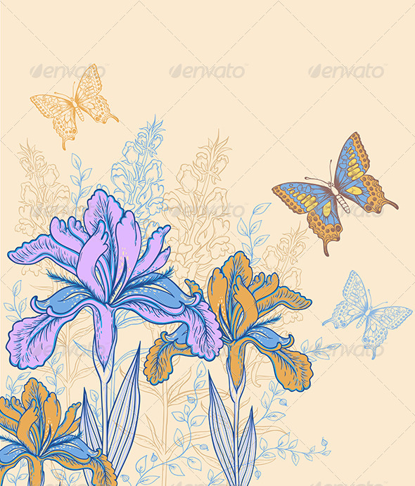 GraphicRiver Background with Flowers and Butterflies 8181592 GraphicRiver Background with Flowers and Butterflies 8181592