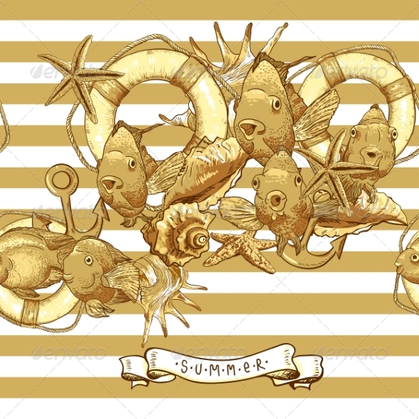 GraphicRiver Sea Card with Anchor Lifeline and Fish 8182651 GraphicRiver Sea Card with Anchor Lifeline and Fish 8182651
