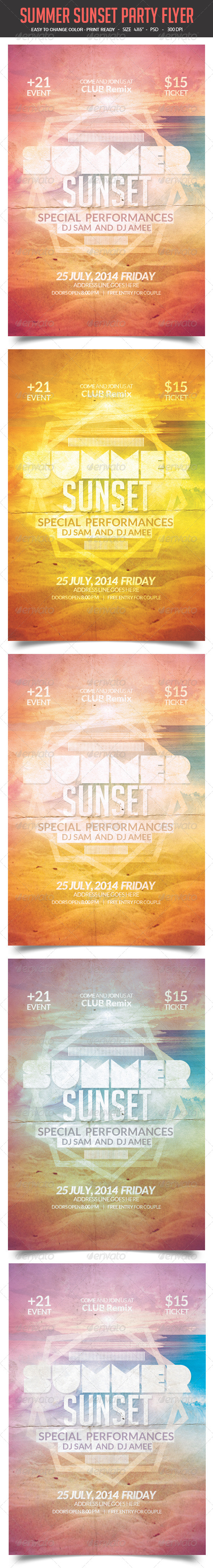GraphicRiver SUMMER SUNSET Party Flyer 8183488 GraphicRiver SUMMER SUNSET Party Flyer 8183488