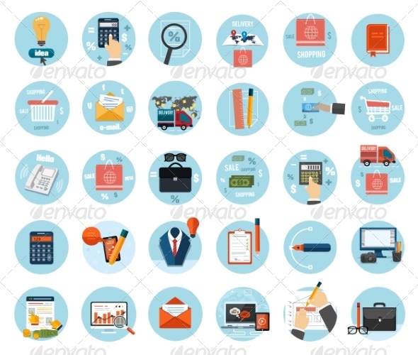 GraphicRiver Set of Business Items Icons 8184119 GraphicRiver Set of Business Items Icons 8184119