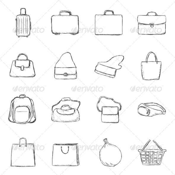 GraphicRiver Vector Set of Sketch Bags Icons 8184370 GraphicRiver Vector Set of Sketch Bags Icons 8184370