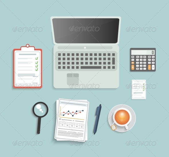 GraphicRiver Office Equipment on Table 8184453 GraphicRiver Office Equipment on Table 8184453