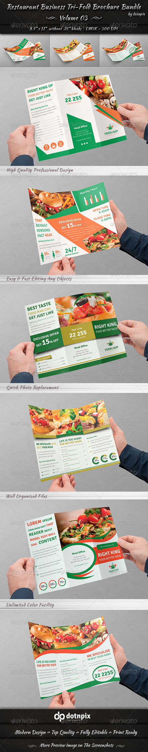 GraphicRiver Restaurant Tri-fold Brochure Bundle Volume 3 8185174 GraphicRiver Restaurant Tri-fold Brochure Bundle Volume 3 8185174