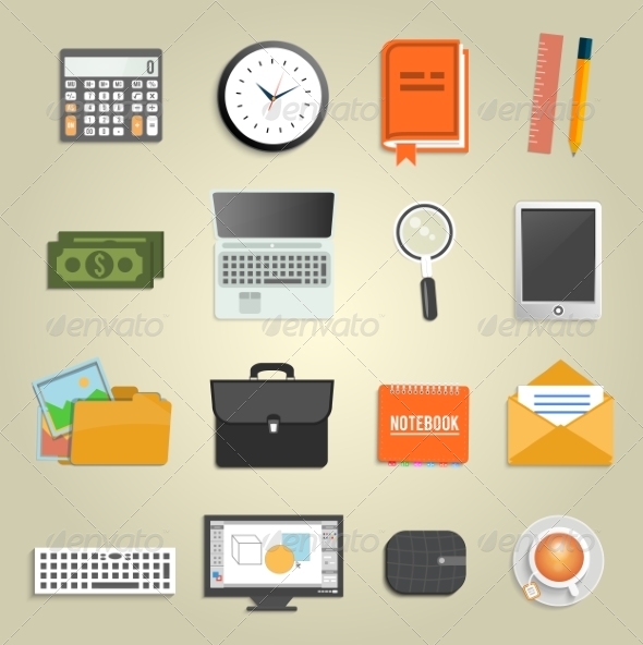 GraphicRiver Set of Various Office Equipment Icons 8187553 GraphicRiver Set of Various Office Equipment Icons 8187553