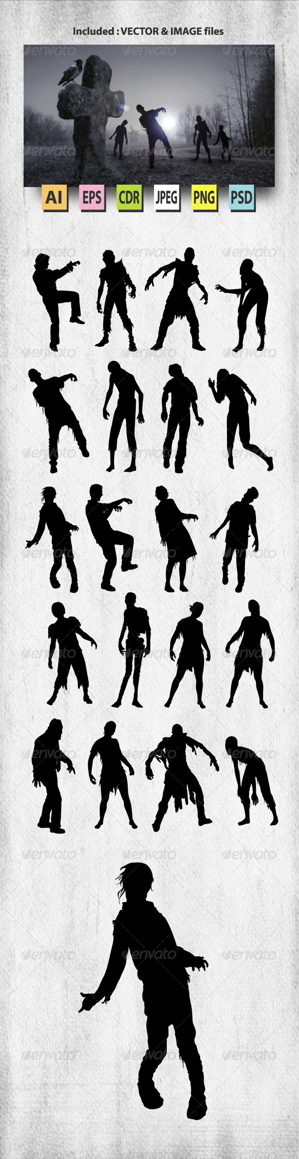 GraphicRiver Zombie Silhouettes 8188557 GraphicRiver Zombie Silhouettes 8188557
