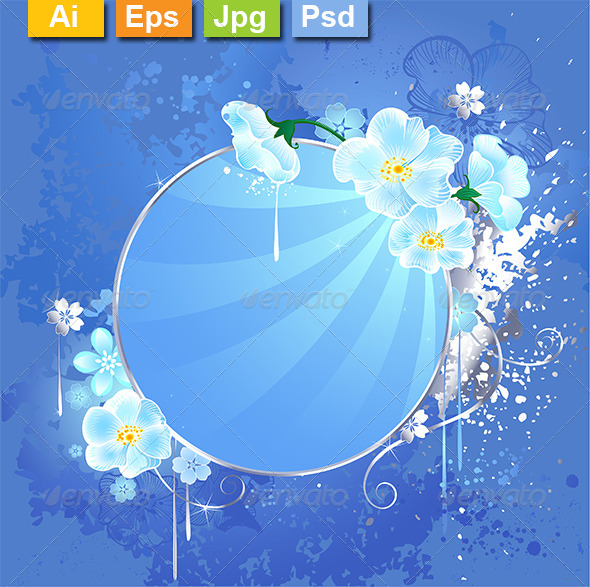 GraphicRiver Round Banner with White Flowers 8189078 GraphicRiver Round Banner with White Flowers 8189078