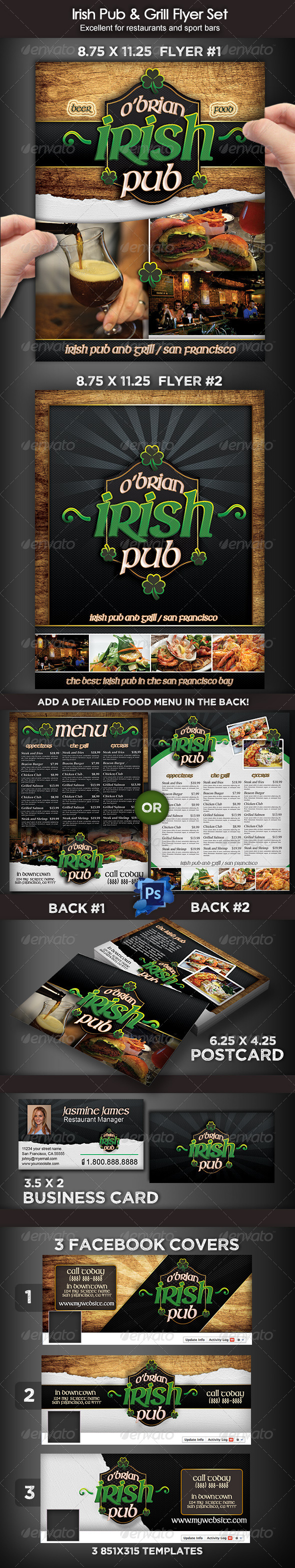 Irish Pub & Grill Flyer Set