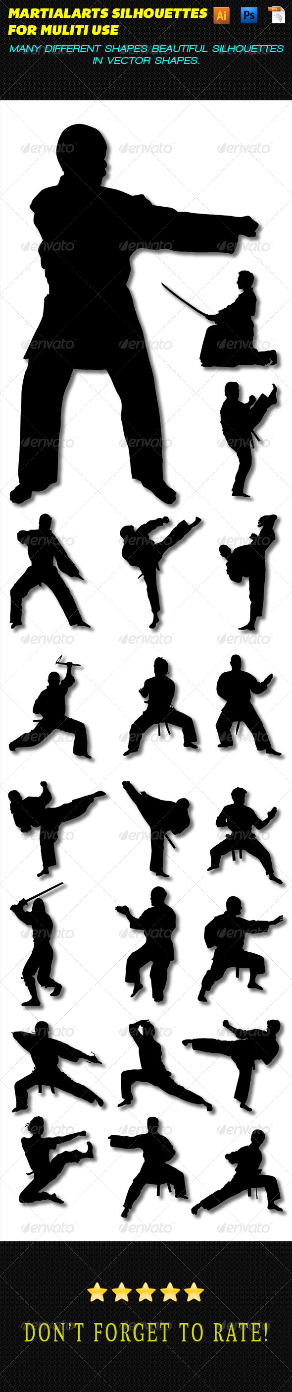 GraphicRiver Martial Arts Silhouettes 8191684 GraphicRiver Martial Arts Silhouettes 8191684
