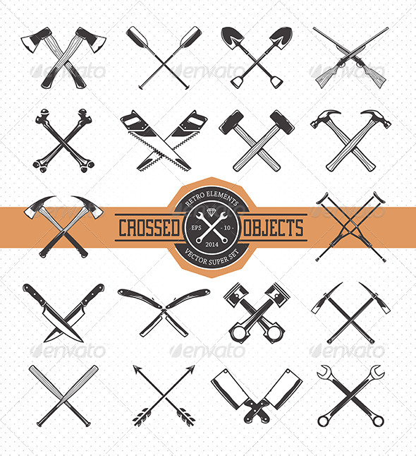 GraphicRiver Crossed Retro Objects 8191921 GraphicRiver Crossed Retro Objects 8191921