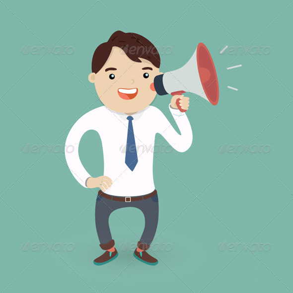 GraphicRiver Businessman Character with a Megaphone 8192258 GraphicRiver Businessman Character with a Megaphone 8192258