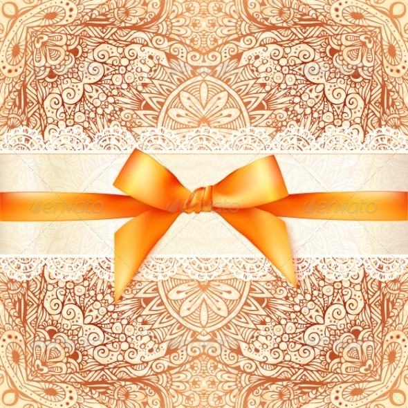 GraphicRiver Vintage Wedding Card Template with Orange Bow 8192455 GraphicRiver Vintage Wedding Card Template with Orange Bow 8192455