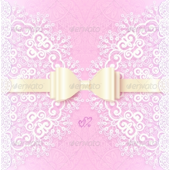 Vintage Wedding Card Template with White Bow Vintage Wedding Card Template with White Bow