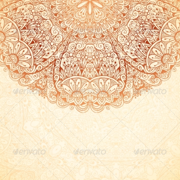 Ornate Vintage Background in Mehndi Style Ornate Vintage Background in Mehndi Style