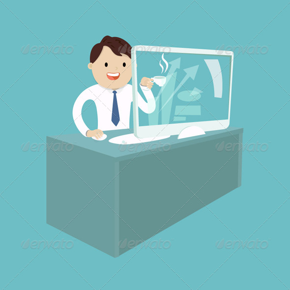 GraphicRiver Businessman Character New Technologies 8192669 GraphicRiver Businessman Character New Technologies 8192669