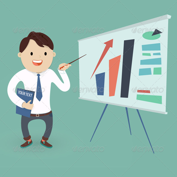 Businessman Shows Graphics on the White Board Businessman Shows Graphics on the White Board