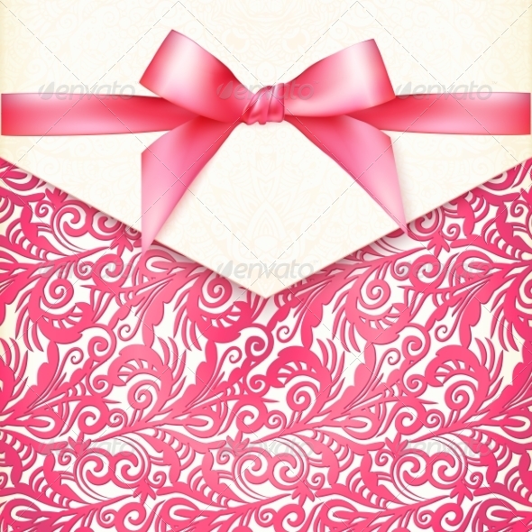 GraphicRiver Vintage Wedding Card Template with Pink Bow 8193468 GraphicRiver Vintage Wedding Card Template with Pink Bow 8193468