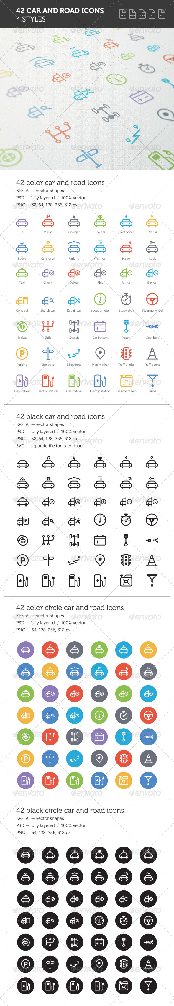 GraphicRiver Car and Road Icon Set 8197089 GraphicRiver Car and Road Icon Set 8197089