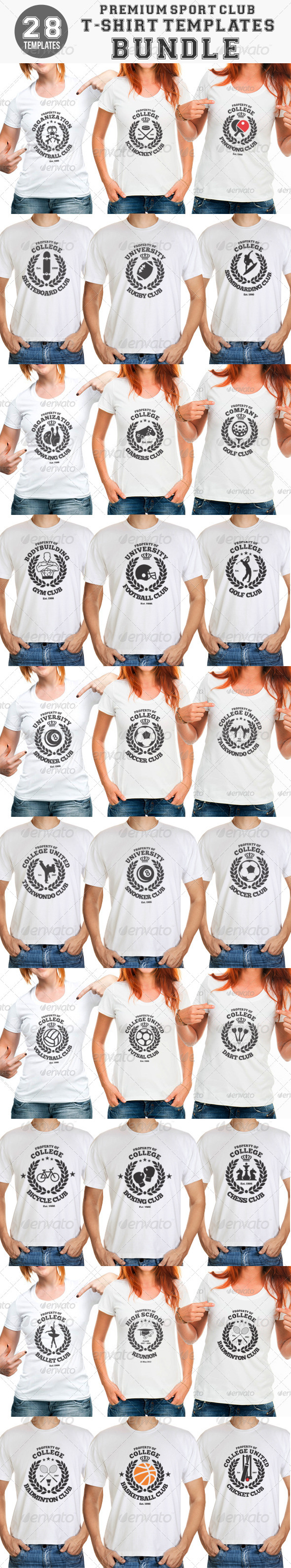 GraphicRiver Premium Sport Club T-Shirt Templates Bundle 8197418 GraphicRiver Premium Sport Club T-Shirt Templates Bundle 8197418