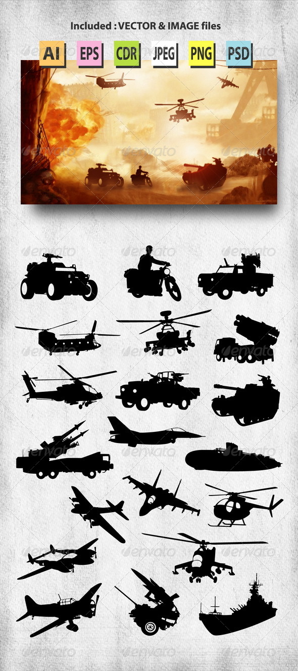 Set of Military Silhouettes Set of Military Silhouettes