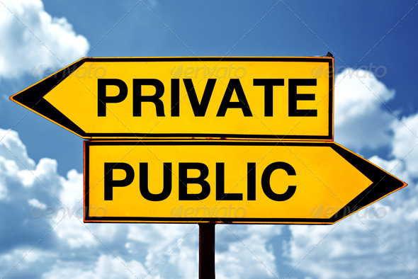 private or public, opposite signs