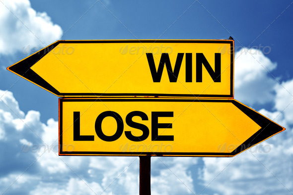Win-lose situation, opposite signs