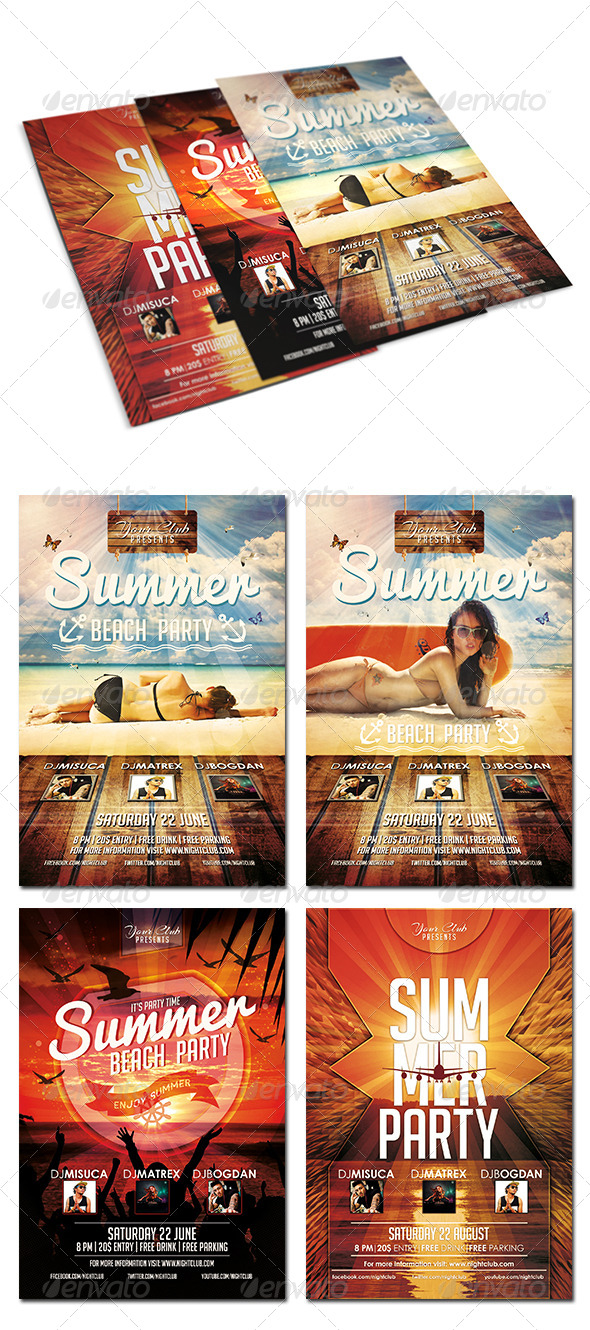 GraphicRiver Summer Party Flyer Bundle 8204637 GraphicRiver Summer Party Flyer Bundle 8204637