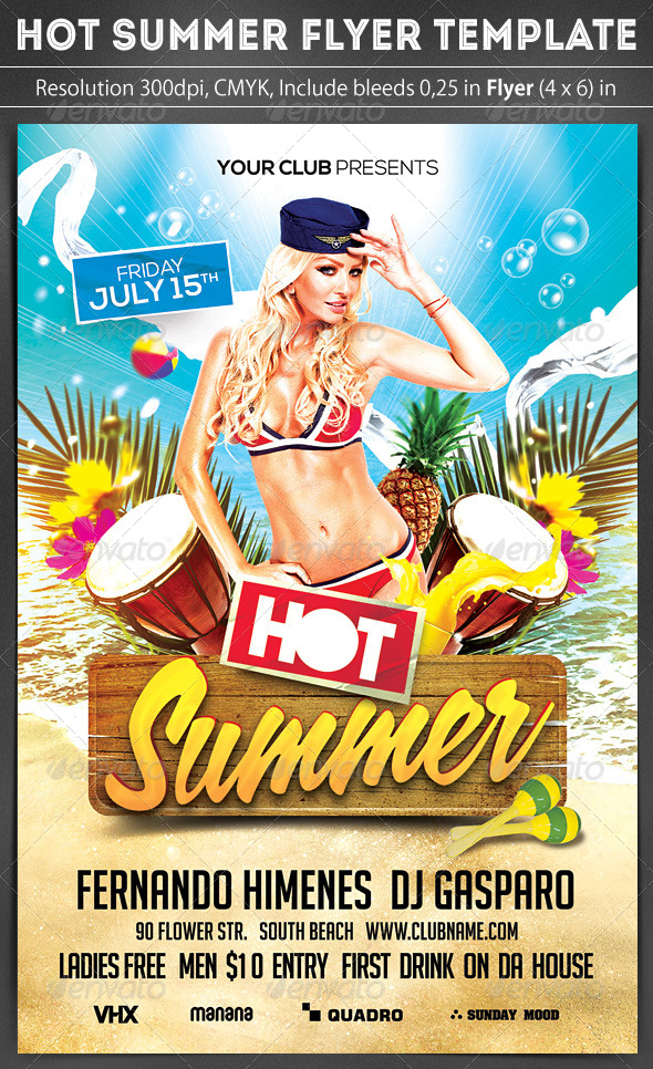 Hot Summer Party Flyer - Clubs & Parties Events
