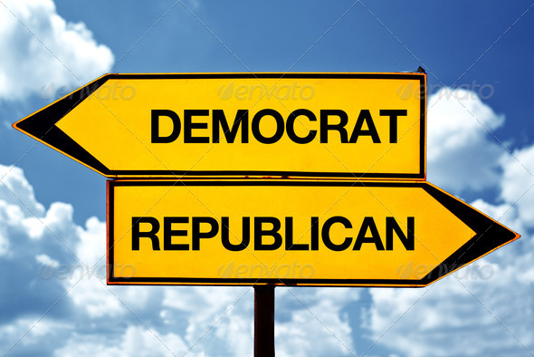 Democrat or republican, opposite signs