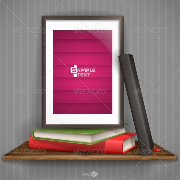 GraphicRiver Wood Shelf With Photo Frame 8208688 GraphicRiver Wood Shelf With Photo Frame 8208688