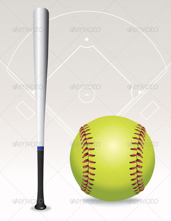 GraphicRiver Vector Softball Field Ball Bat Illustration 8208732 GraphicRiver Vector Softball Field Ball Bat Illustration 8208732