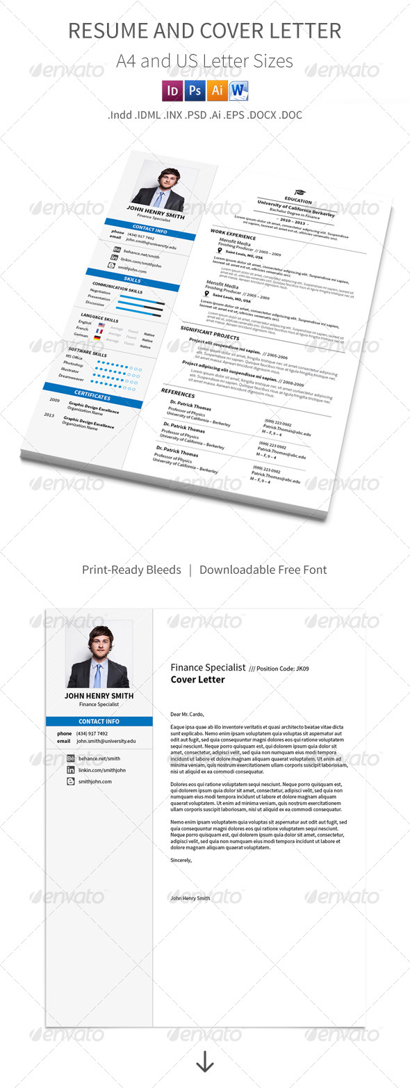 Resume and Cover Letter – A4 and Letter Sizes
