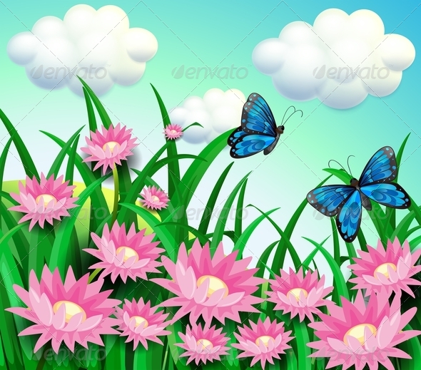 GraphicRiver Butterflies at the Garden 8215897 GraphicRiver Butterflies at the Garden 8215897
