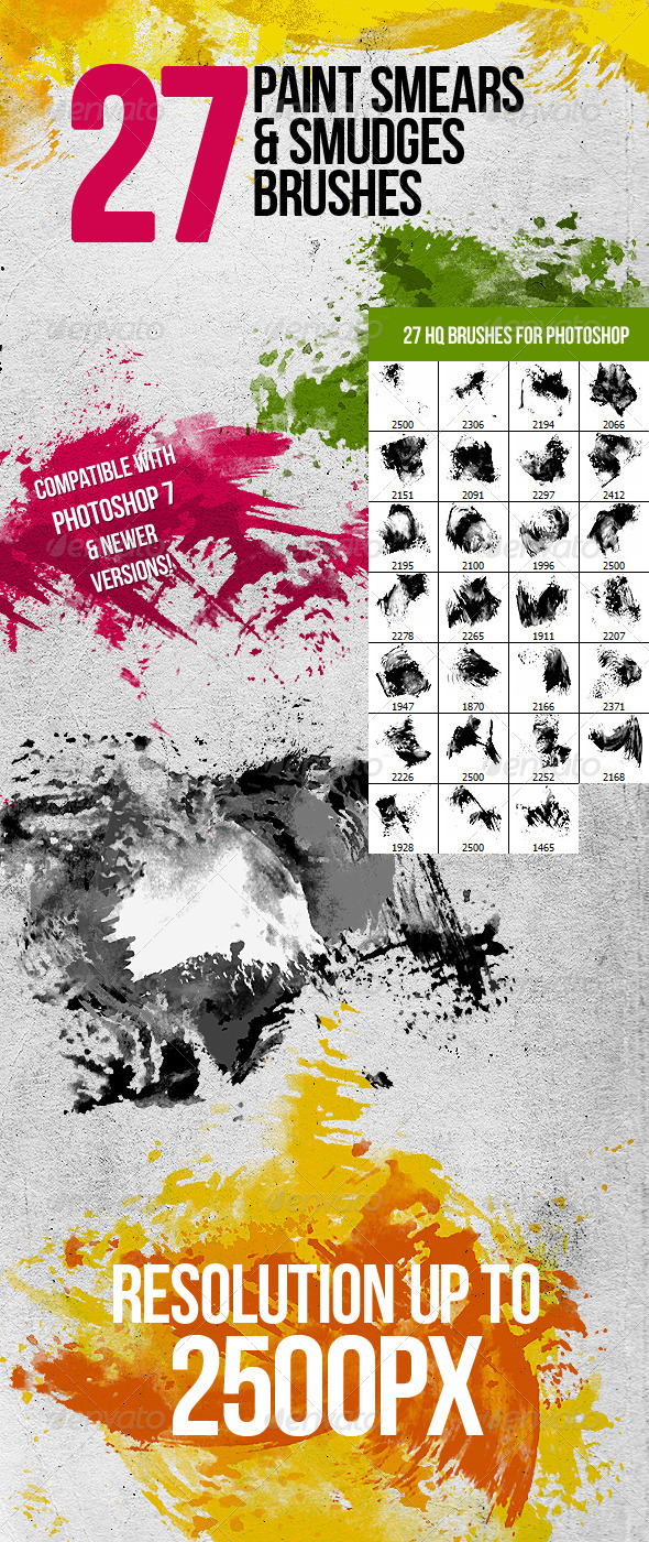 27 Paint Smears & Smudges Photoshop Brushes - Brushes Photoshop