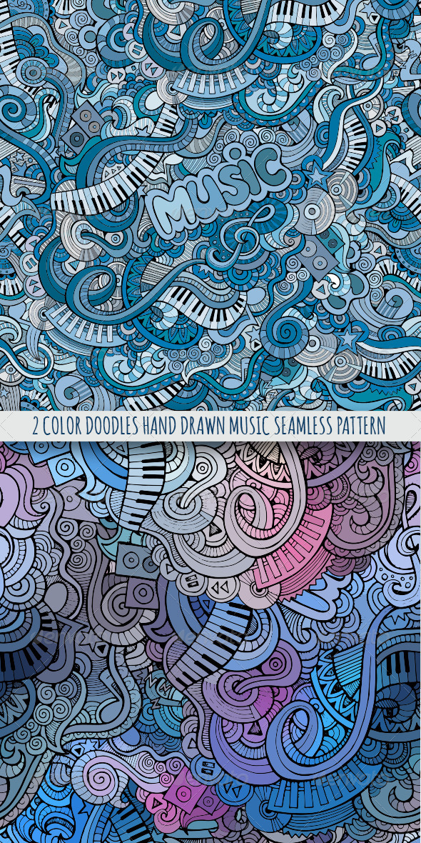 GraphicRiver 2 Doodles Music Color Seamless Pattern 8216457 GraphicRiver 2 Doodles Music Color Seamless Pattern 8216457