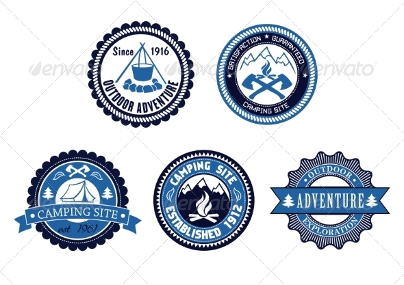 GraphicRiver Set of Outdoor Adventure and Camping Emblems 8216488 GraphicRiver Set of Outdoor Adventure and Camping Emblems 8216488