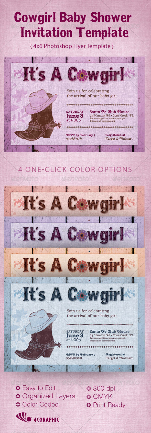 GraphicRiver Cow Girl Baby Shower Invitation Template 8199894 GraphicRiver Cow Girl Baby Shower Invitation Template 8199894