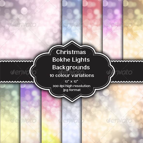 Christmas Bokeh Lights Background Set