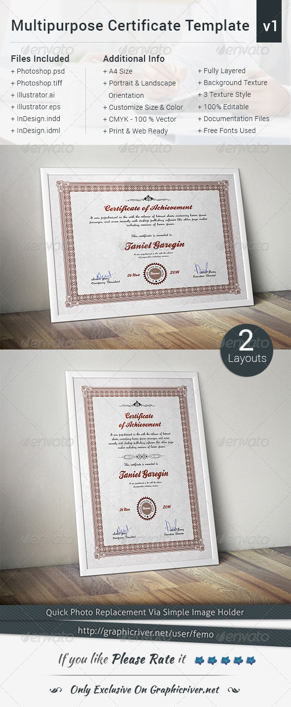 Multipurpose Certificate Template Volume 1 Multipurpose Certificate Template Volume 1