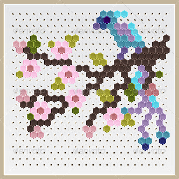 GraphicRiver Mosaic Sakura and Bird 8219570 GraphicRiver Mosaic Sakura and Bird 8219570