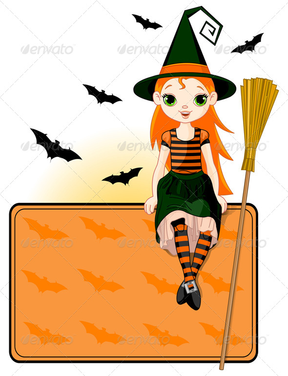 GraphicRiver Little Halloween Witch Place Card 8226717 GraphicRiver Little Halloween Witch Place Card 8226717