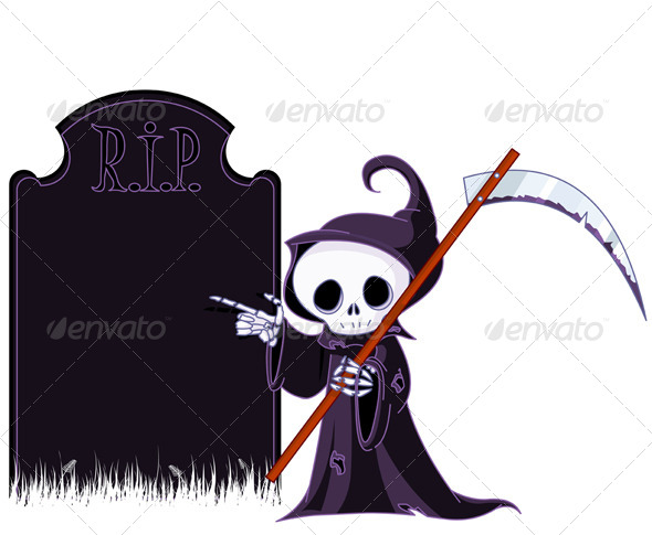 GraphicRiver Grim Reaper Pointing to Tombstone 8226742 GraphicRiver Grim Reaper Pointing to Tombstone 8226742